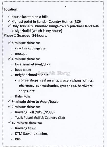 Bungalow for Sale in Bandar Country Homes (Rawang) - Ang Ah Meng - PropertyGuru.com.my