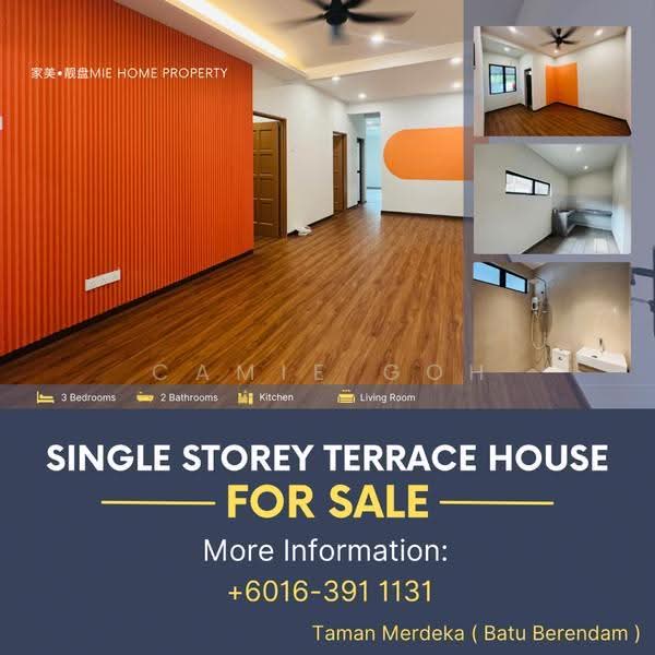1-storey Terraced House for Sale in Taman Merdeka (Batu Berendam) - Camie Goh - PropertyGuru.com.my