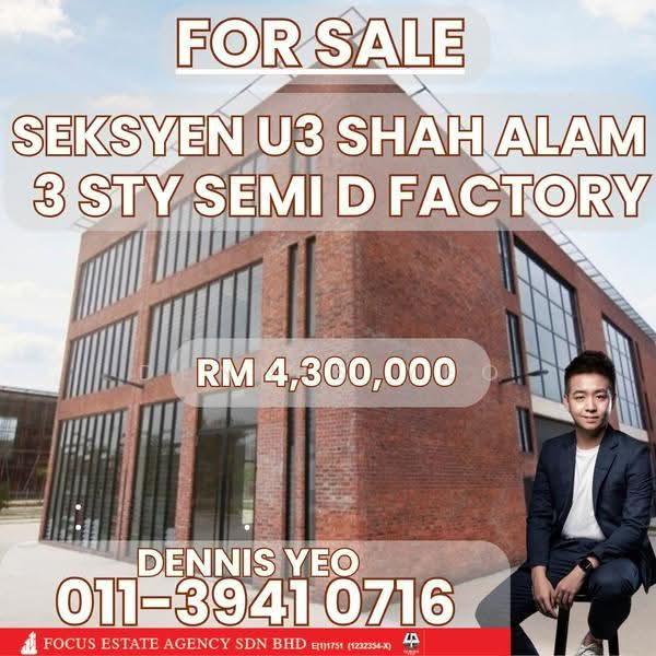 Semi-D Factory for Sale in seksyen u3 (Shah Alam) - YEO ZHEN RONG - PropertyGuru.com.my