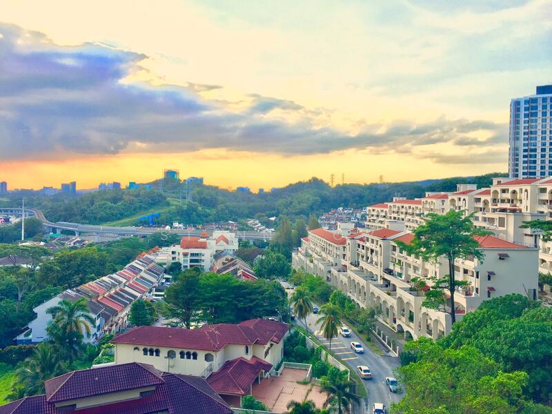 Balcony with sunset view
