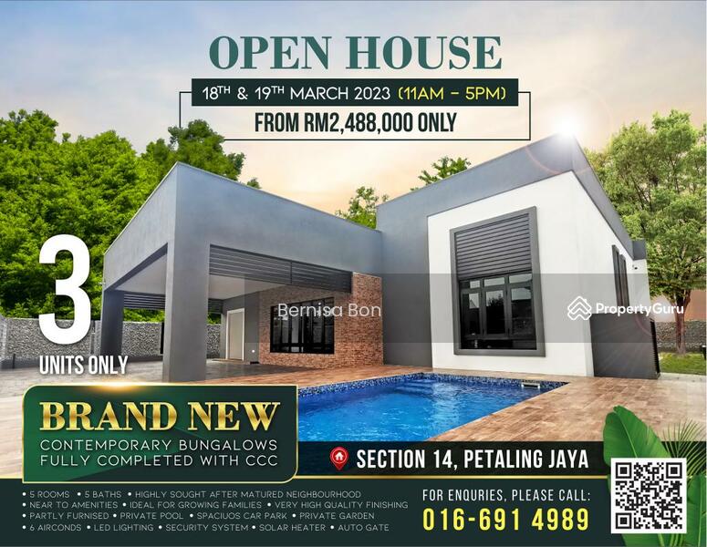 PETALING JAYA SEKSYEN 14 Single Storey Brand New Bungalow, Petaling