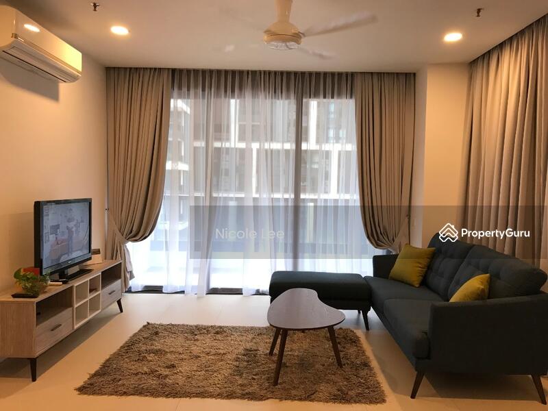 Servis Apartment untuk Dijual di Arcoris Business Suites - Nicole Lee - spacious living area with tv & tv cabinet - PropertyGuru.com.my
