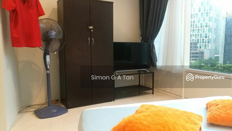 own TV, writing table, chair, ceiling fan