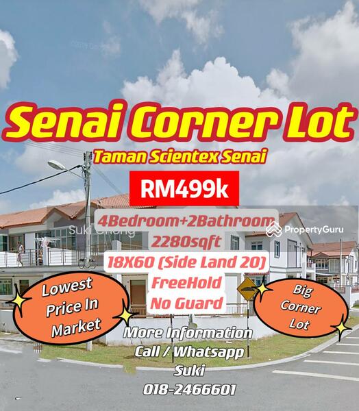 Senai Tmn Scientex Corner Lot Below Market Value, Jalan Scientex Tmn