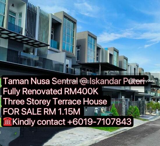 Taman Nusa Sentral Iskandar Puteri Fully Renovated Three Storey