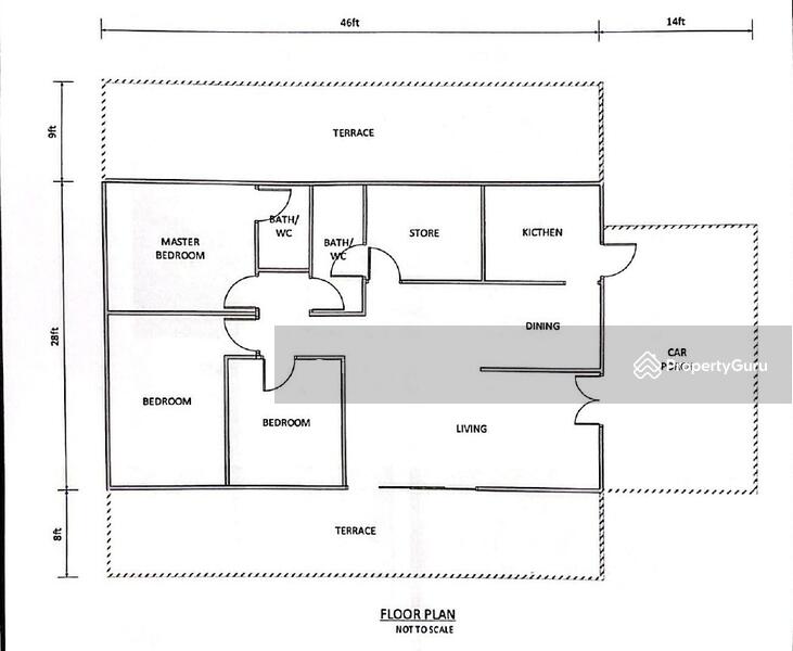 Single storey bungalow at canning Garden to ket, Kinta, Ipoh, Perak, 3 Bedrooms, 2406 sqft