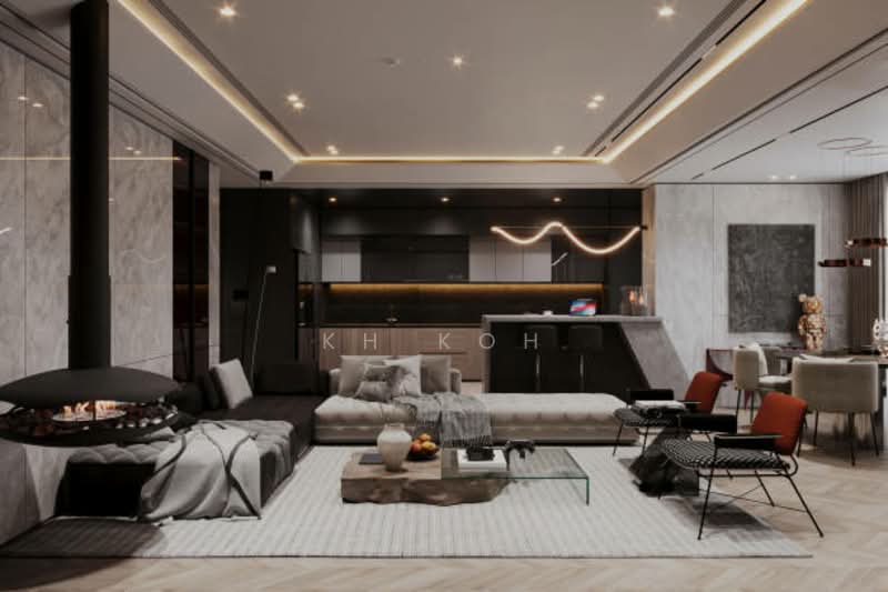 Condominium for Sale at KLCC view / Cashback 150K / Free Furnished/ Airbnb Profit 8k'/month - KH Koh - Living Room - PropertyGuru.com.my