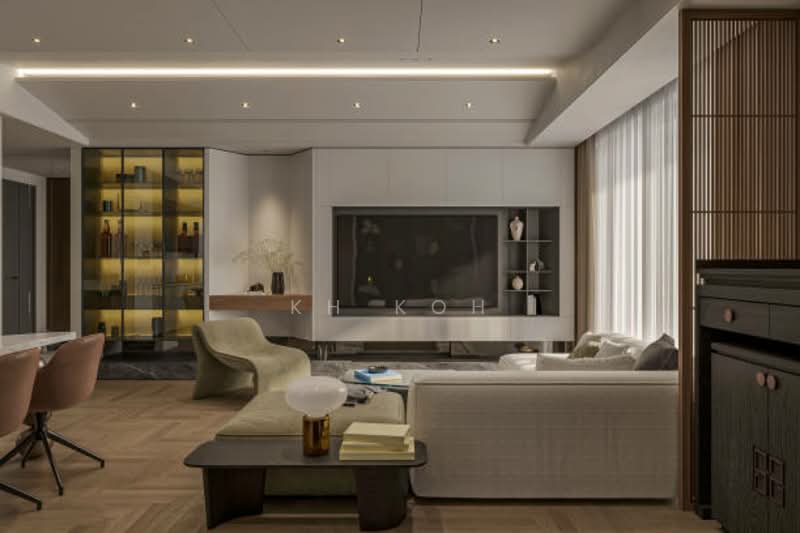 Kondominium untuk Dijual di Best KLCC View Freehold MM2H Airbnb Invest Condo 15k Return Fully Furnished - KH Koh - Living Room - PropertyGuru.com.my