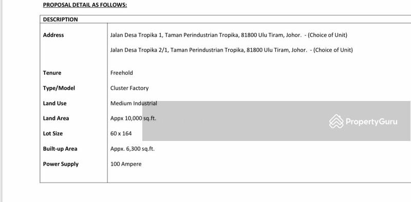 Untuk Dijual - Taman Perindustrian Tropika