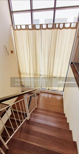 Staircase with wood finishes. 