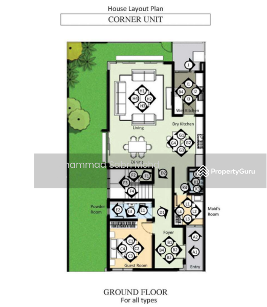 Typical Corner Unit Ground Floor Plan