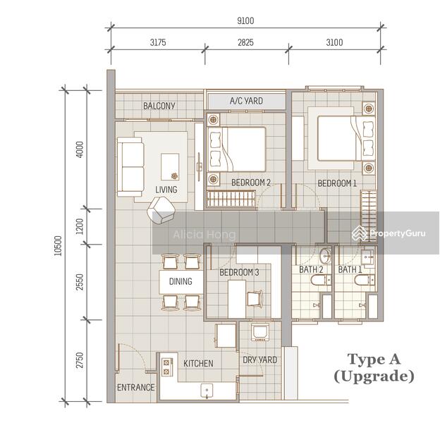 Kondominium untuk Dijual di Havana Beach Residences - Alicia Hong - Havana Beach Residences - Type A Layout Plan - PropertyGuru.com.my