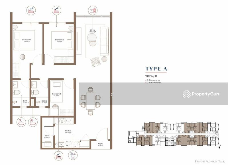 London Pavilion - Type A 3 Bedroom Layout