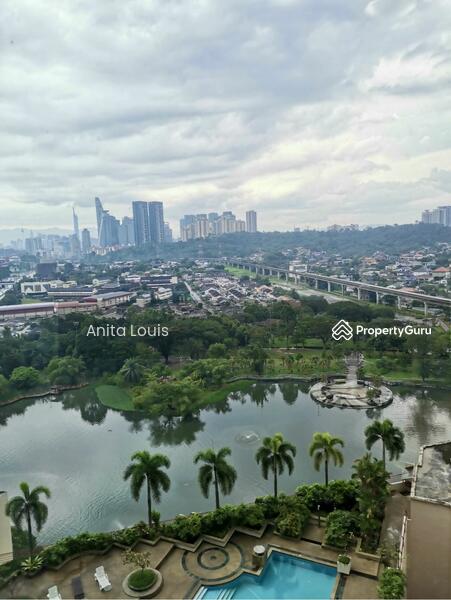 Lake, swimming pool and KL Tower view from window