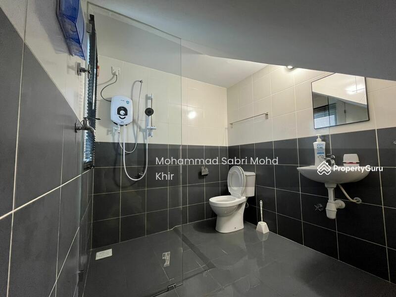 Bathroom with water heater. 