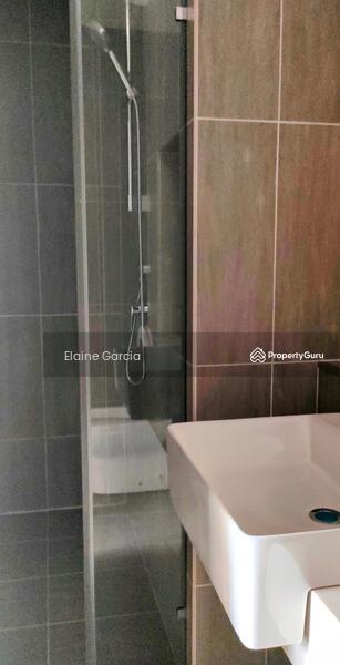 master bathroom comes with standing shower, sink and seating toilet.