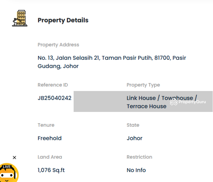Untuk Dijual - Taman Pasir Putih, 81700, Pasir Gudang, Johor