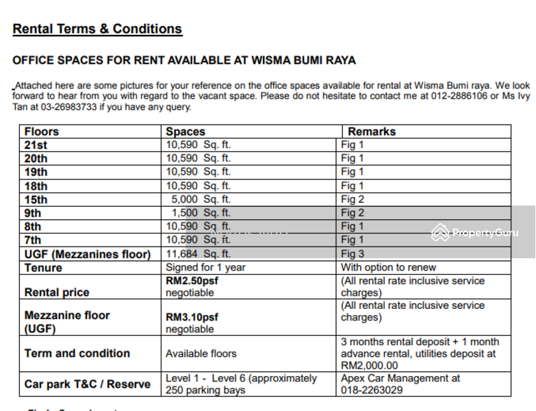 For Rent - wisma bumi raya