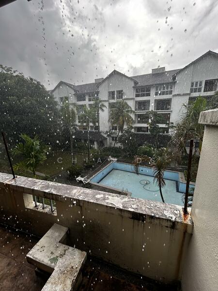 A whole terrace facing the pool