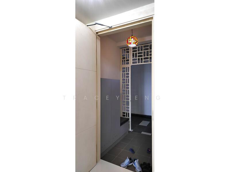 Entrance with metal gate & shoe cabinet
