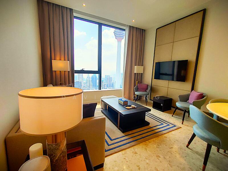 living room with KL Tower view