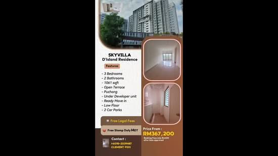Condominium for Sale at Skyvilla @ D'Island - David Wan - PropertyGuru.com.my