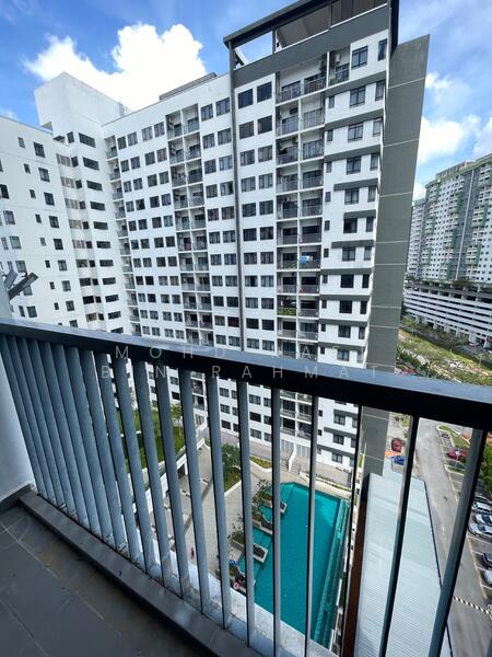 Balcony facing swimming pool