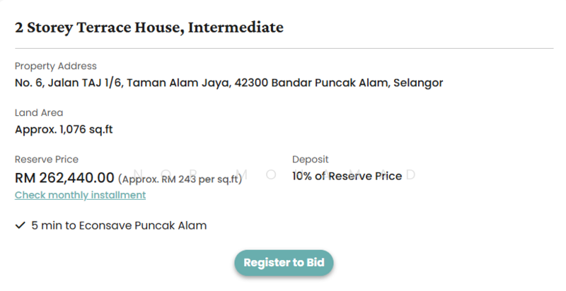 For Sale - Lelong Murah . No. 6, Jalan TAJ 1/6, Taman Alam Jaya, 42300 Bandar Puncak Alam, Selangor