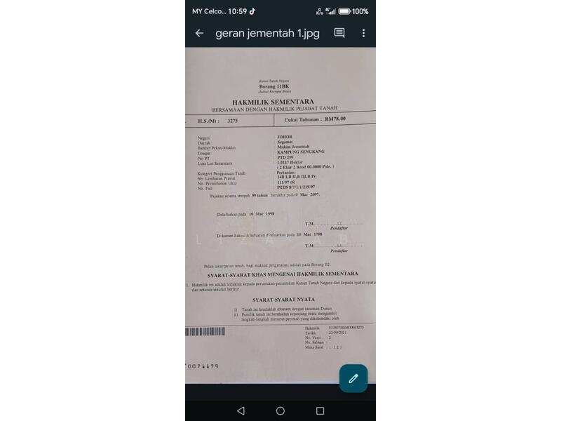 Untuk Dijual Jementah, Segamat, Johor