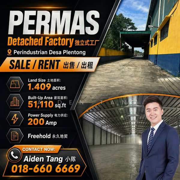 Kilang untuk Dijual di Permas Jaya (Johor) - Aiden Tang - PropertyGuru.com.my