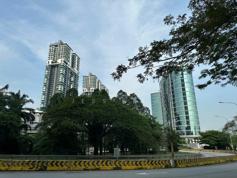 next to office tower