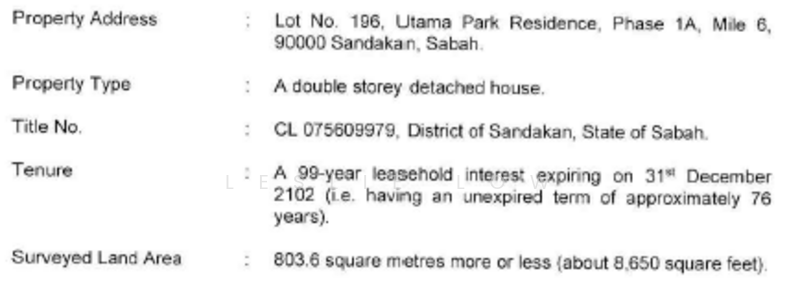 Bungalow for Sale in Sandakan (Sabah) - Leslie Low - PropertyGuru.com.my