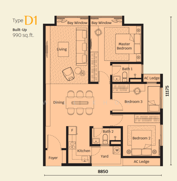 Service Residence for Sale at Helix2 @ PJ South - Will Khor - Living Room - PropertyGuru.com.my