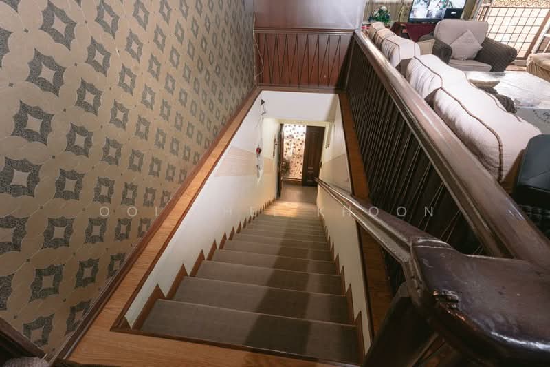 Stairs down to Living Lounge