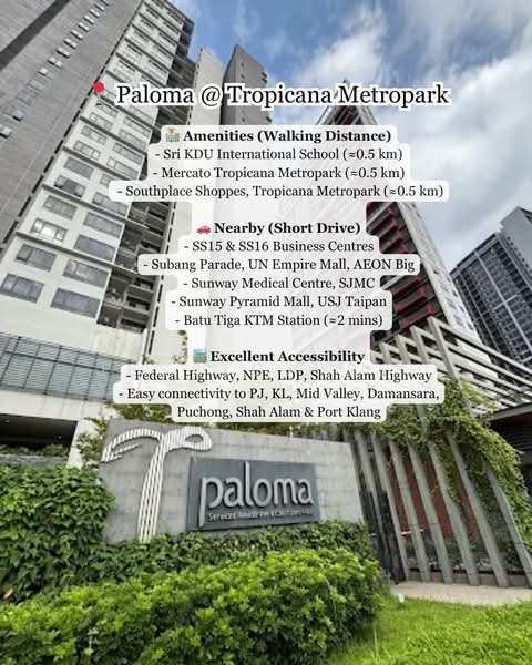 Service Residence for Rent at Paloma @ Tropicana Metropark - Jessica Beh - PropertyGuru.com.my