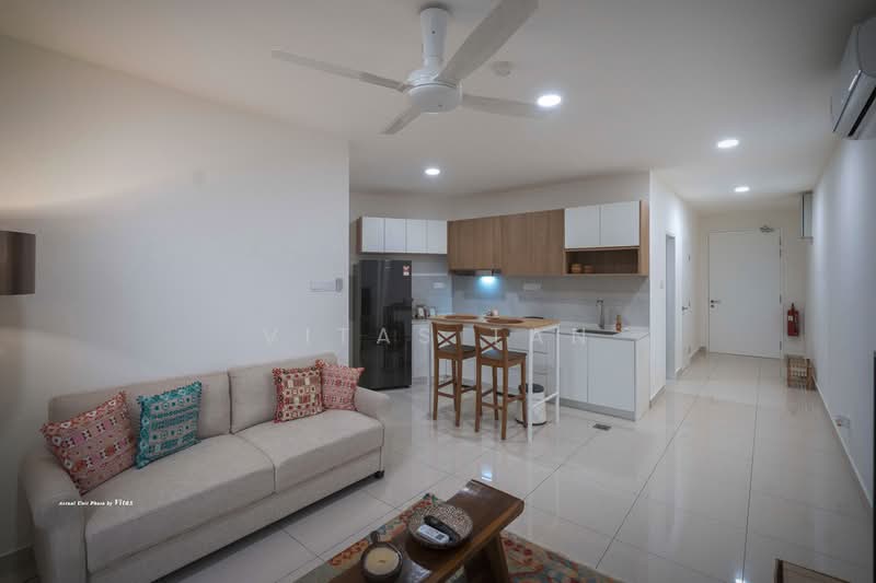 Service Residence for Sale at AraTre' Residences - Vitas Tan - Living Room - PropertyGuru.com.my