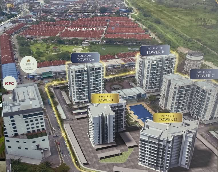 THE SENAI GARDEN (PANGSAPURI IMPIAN SENAI) untuk Untuk Disewa - RM 2,500 /bulan, Apr 2026 - Exterior - PropertyGuru.com.my