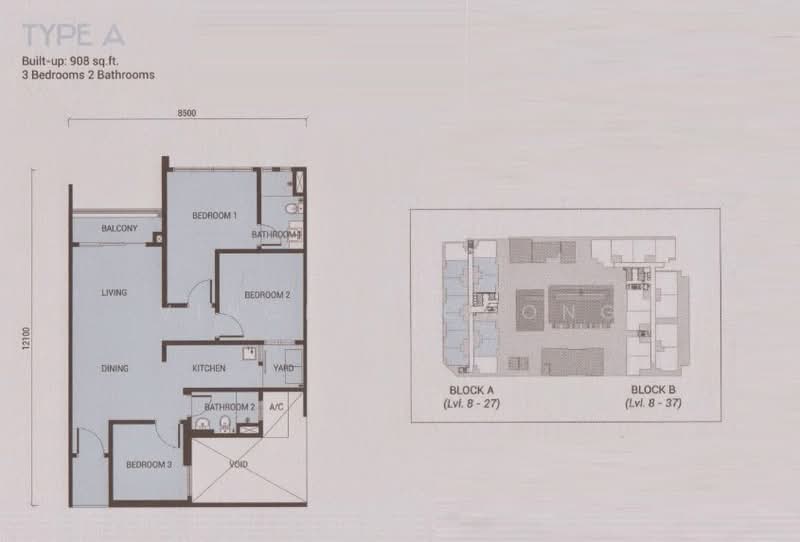 Ascenda Residence @ Skyarena untuk Untuk Disewa - RM 1,800 /bulan, Mac 2026 - Bedroom - PropertyGuru.com.my