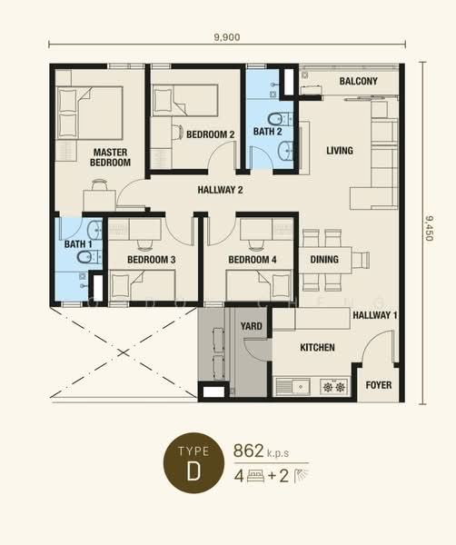 Service Residence for Rent at Bayu Residensi - Jordon Cheng - Master Bedroom - PropertyGuru.com.my