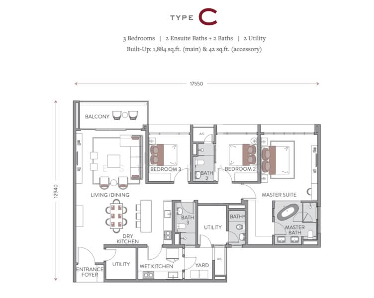 Service Residence for Rent at Jendela Residences - Esther Ann - Balcony - PropertyGuru.com.my