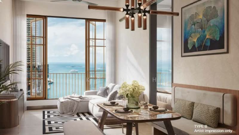 Q Suites @ Jesselton Quay untuk Untuk Dijual - RM 650,000, Apr 2026 - Living Room - PropertyGuru.com.my