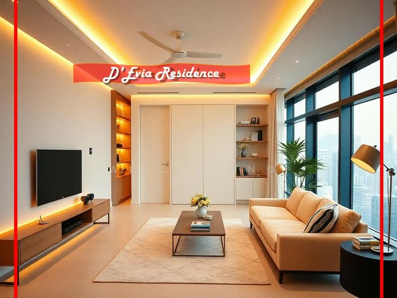 Servis Apartment untuk Dijual di D'Evia Residences @ Kwasa Damansara - Alicia Ang - Living Room - PropertyGuru.com.my