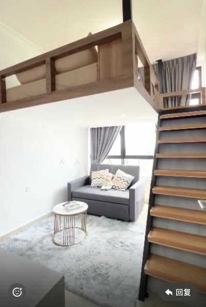 Service Residence for Sale at Twin Tower Residence - Aamani Lee - Living Room - PropertyGuru.com.my