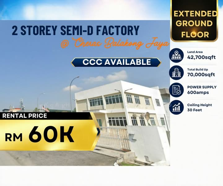 Semi-D Factory for Rent in Balakong (Selangor) - Kah Hee Chong - Exterior - PropertyGuru.com.my