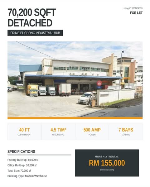 Warehouse for Rent in Taman Perindustrian Puchong Utama (Puchong) - John Lee - Warehouse For Rent In Puchong Utama - PropertyGuru.com.my