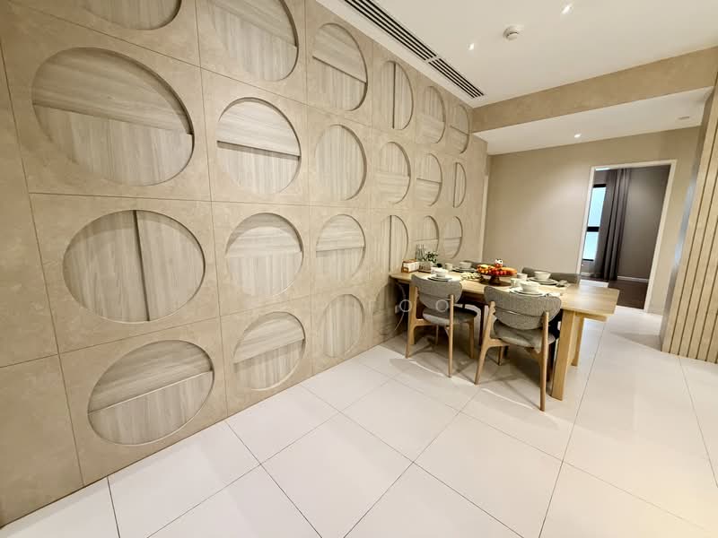 Service Residence for Sale at The Aldenz - Ric Foo - Dining Area with Feature Wall - PropertyGuru.com.my