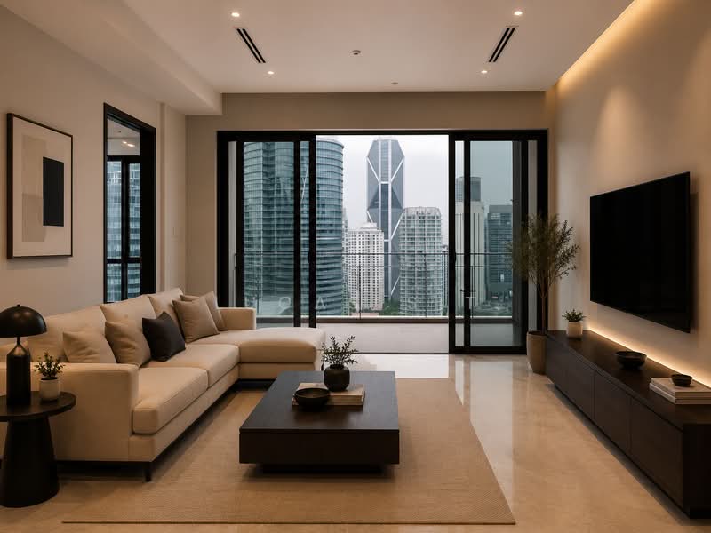 Servis Apartment untuk Dijual di The Manor - Lucas Sit - Living Room - PropertyGuru.com.my