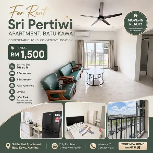 Pangsapuri untuk Disewa di SP Lodge Sri Pertiwi - Jeno Tan - Living Room - PropertyGuru.com.my