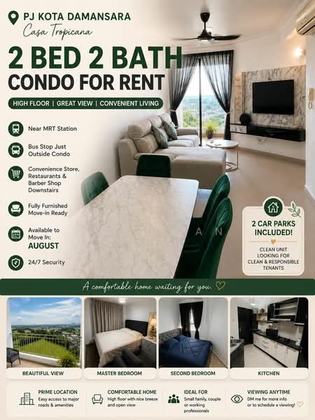 Condominium for Rent at Casa Tropicana - Leon Tan - Living Room - PropertyGuru.com.my