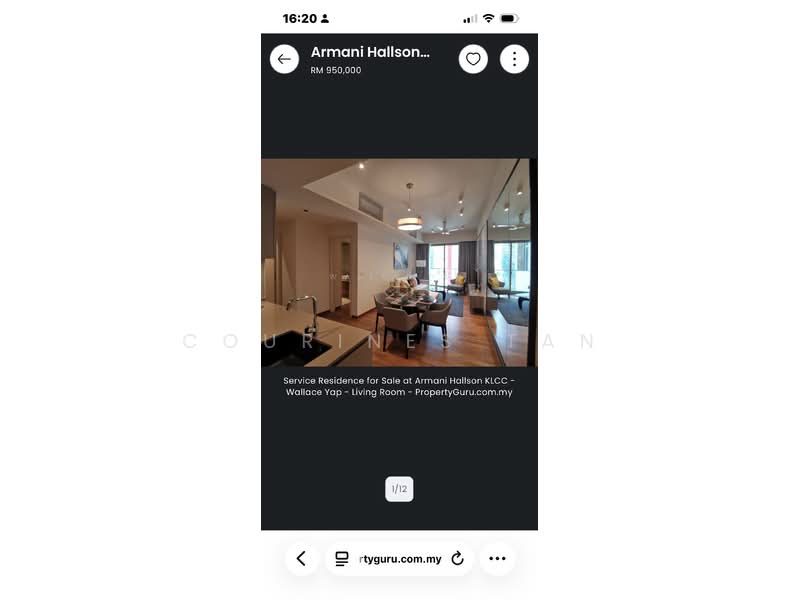 Kediaman Servis untuk Dijual di Armani Hallson KLCC - Courines Tan - PropertyGuru.com.my